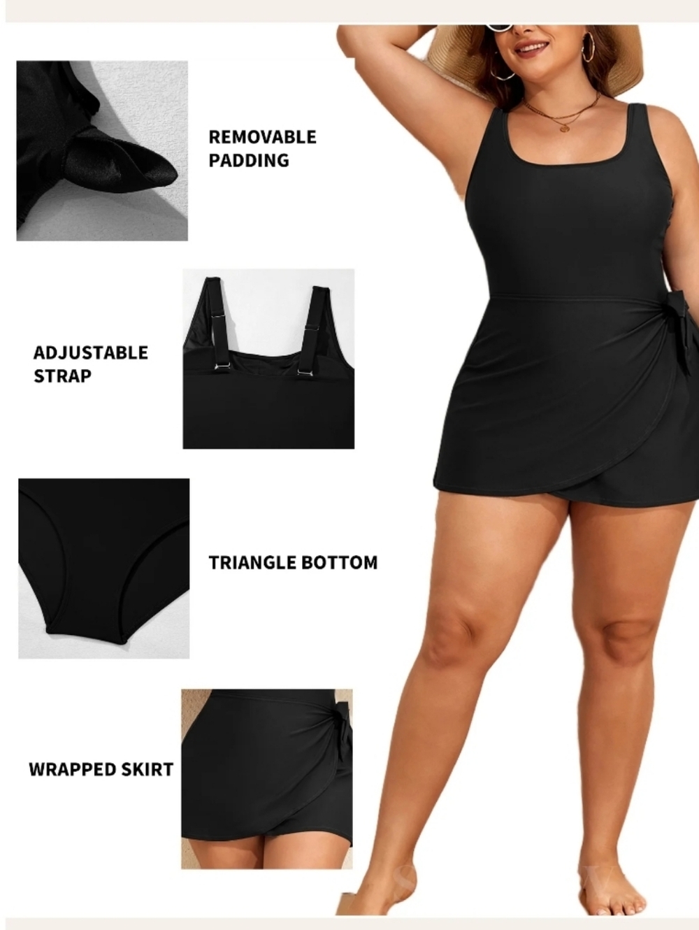 Womens Plus Size One-piece Swim Suit Padded Swim Dress Side Knot - Picture 6 of 8